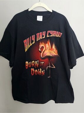 Vtg Y2K Billy Ray Cyrus Concert T-Shirt Size XL Black 100% Cotton Southern Rain